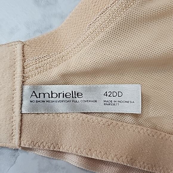 Ambrielle Womens NWOT 42DD Full Figure Beige Mesh Everyday Full Coverage Bra - Picture 2 of 10